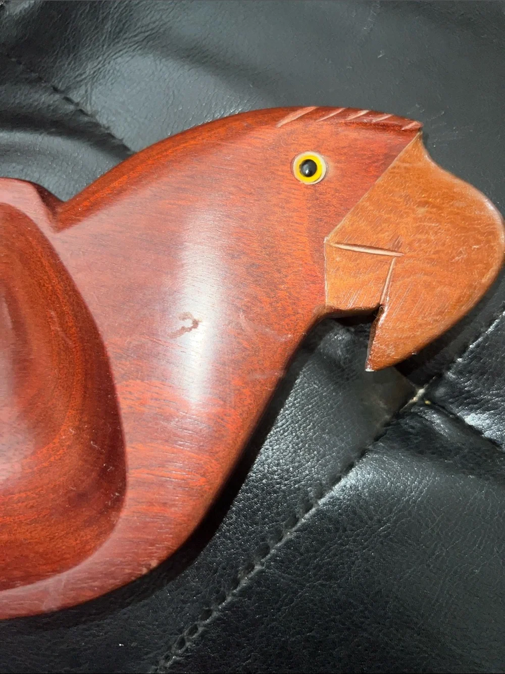 Handcrafted Wooden Parrot Vanity Tray in Mahogany stain